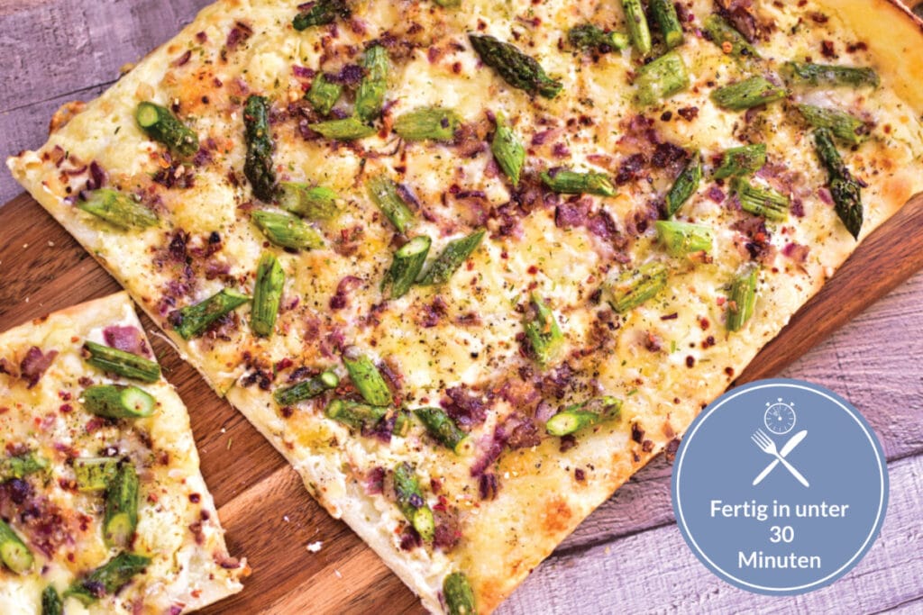 Schneller Flammkuchen mit Grünem Spargel Hauptsache Lecker