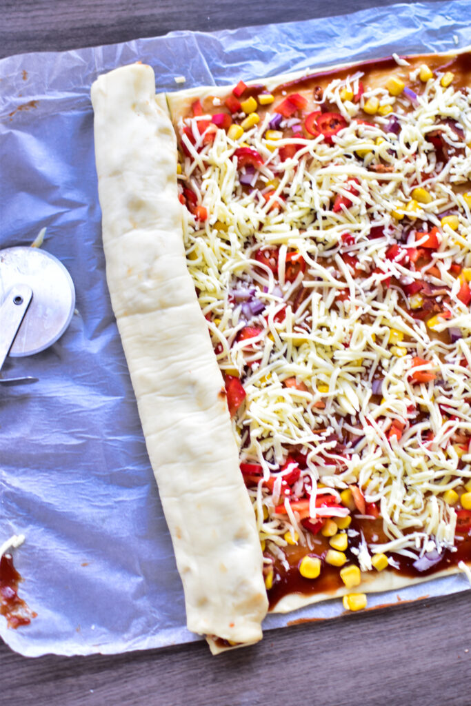 So werden XL Pizzaschnecken für den Airfryer gerollt