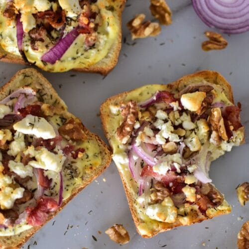 Heißluftfritteuse Rezepte: Flammkuchen Toast