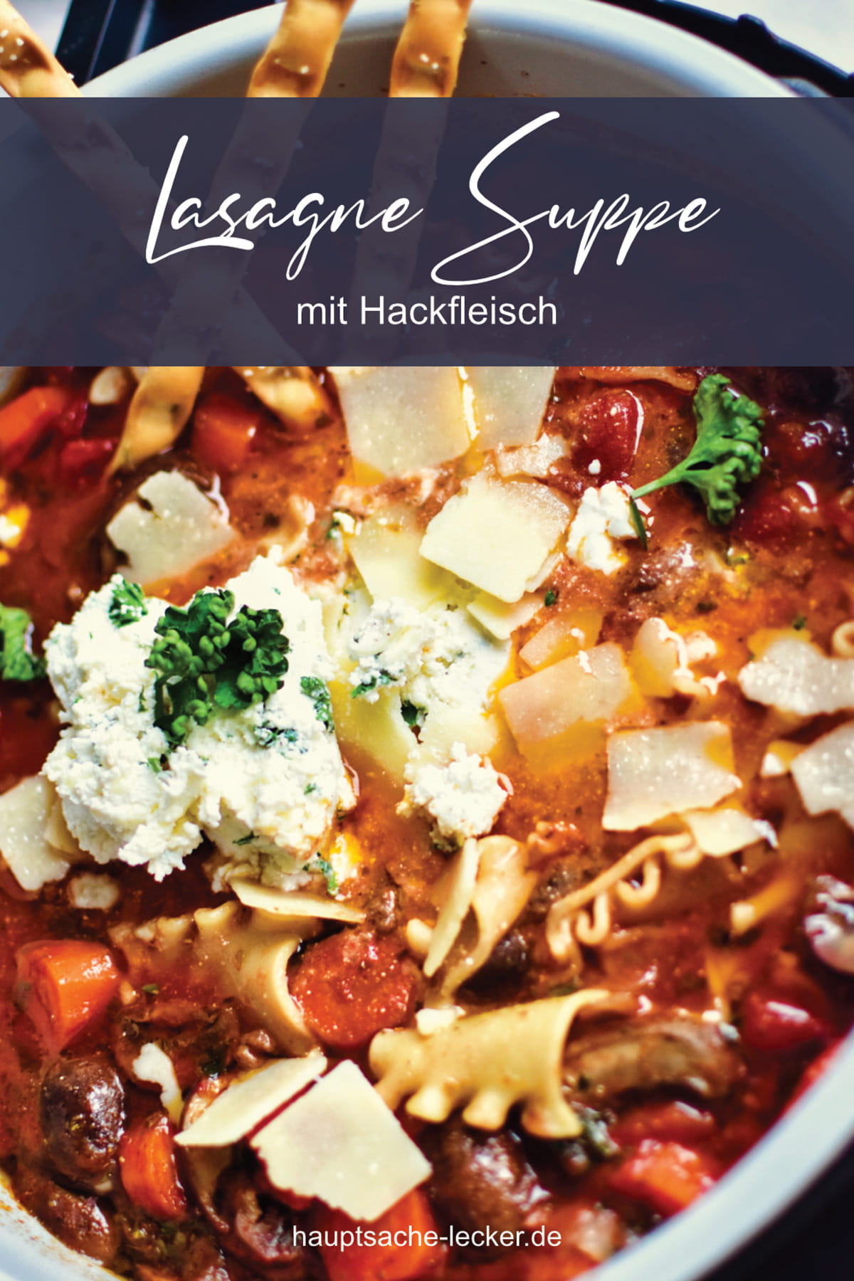 Slow Cooker Lasagne Suppe mit Hackfleisch