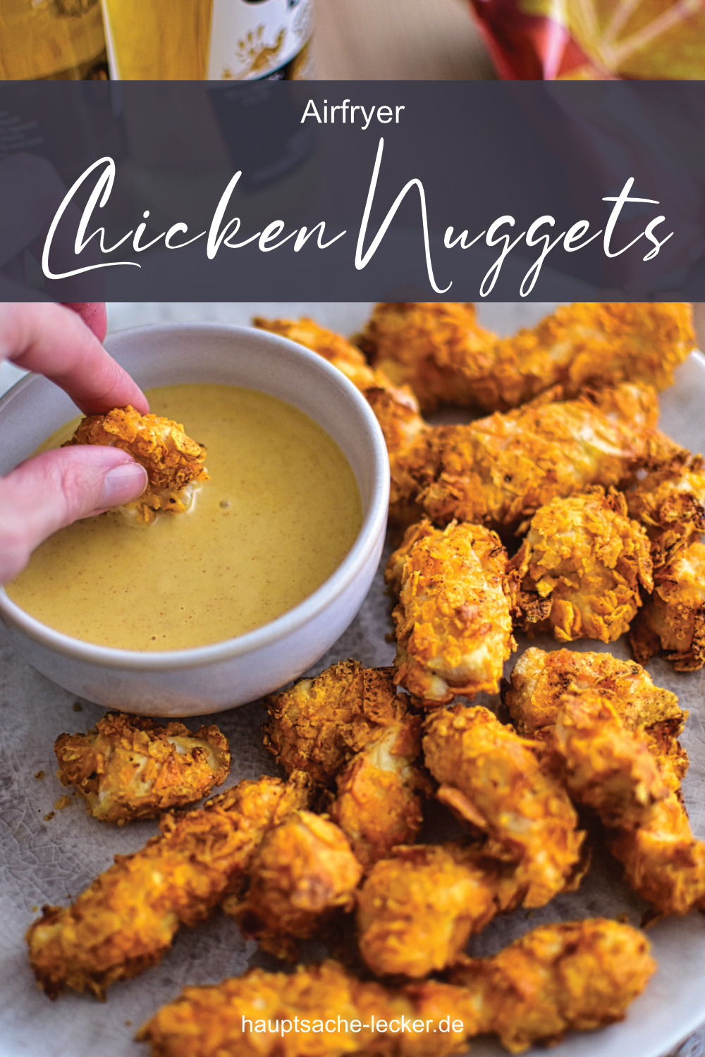 Chicken Nuggets aus der Heißluftfritteuse - mit Nacho-Panade