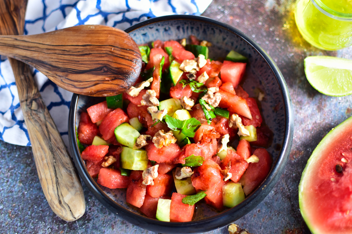 Einfacher Melonen-Gurken-Salat