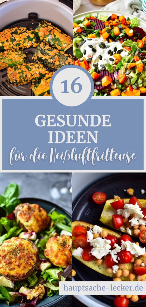 Mehrere Gesunde Rezepte aus dem Airfryer mit Überschrift