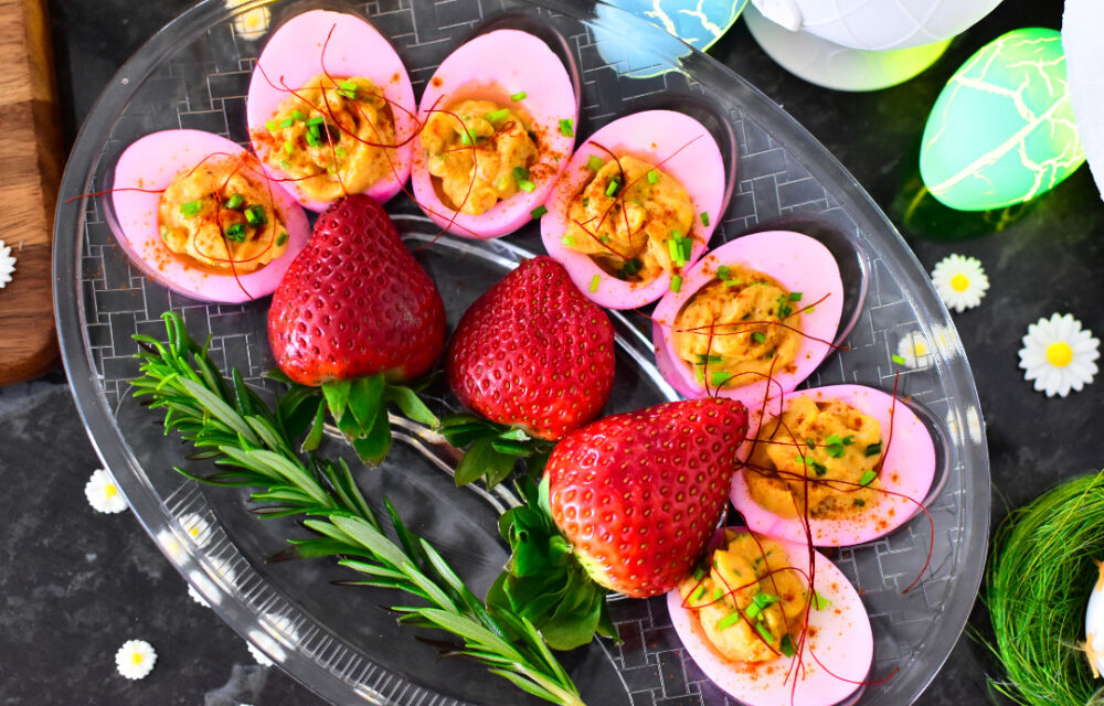 Gefüllte Eier einfaches Rezept – Pinker Hingucker fürs Buffet