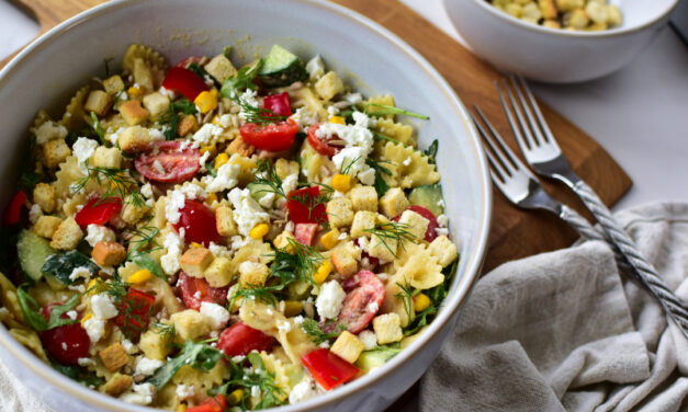 Nudelsalat mit Hummus-Dressing – Cremig, leicht & vielseitig