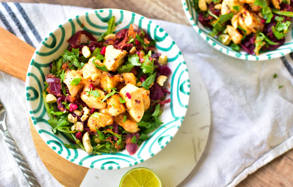 Wintersalat mit Hot Honey Chicken aus dem Airfryer
