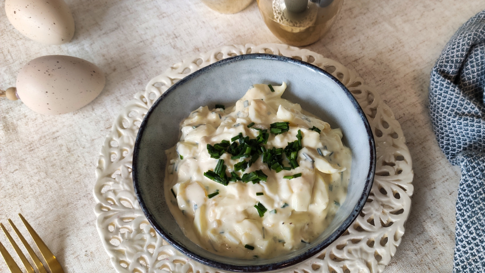 Cremiger Eiersalat mit Eiern aus dem Airfryer