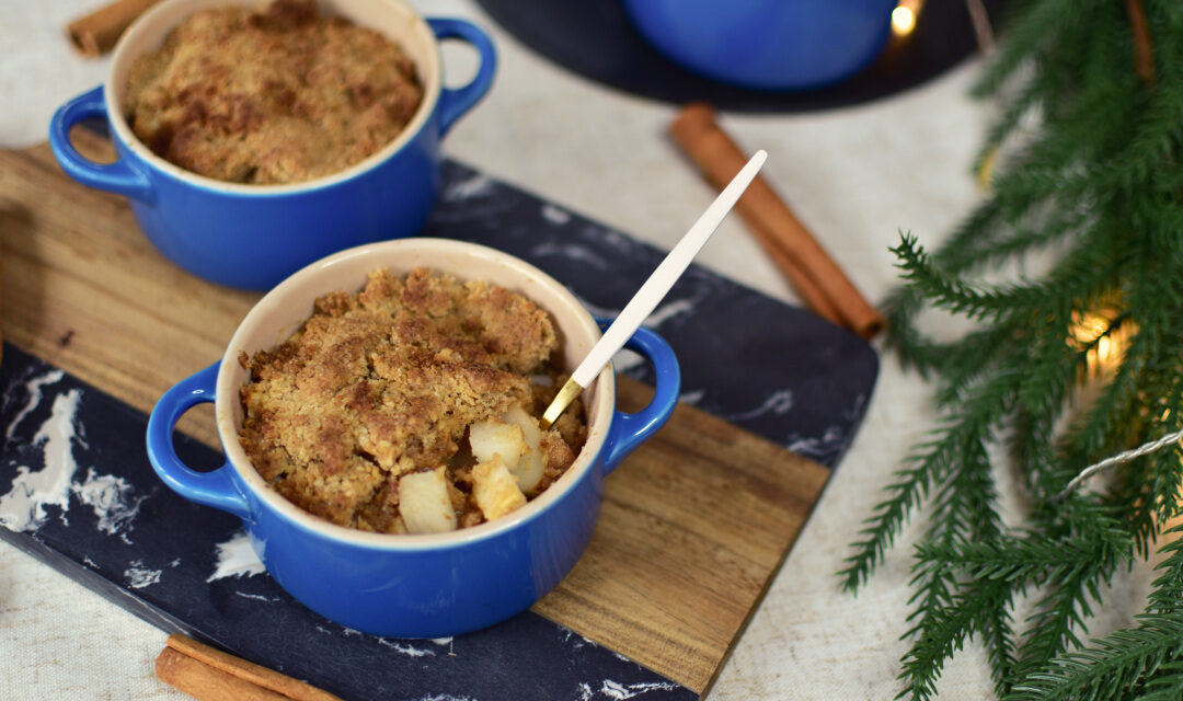 Weihnachtsdessert zum Vorbereiten – Birnencrumble aus dem Airfryer