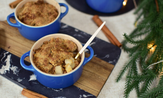 Weihnachtsdessert zum Vorbereiten – Birnencrumble aus dem Airfryer