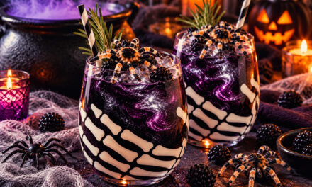 Midnight Spider – alkoholfreier Halloween Cocktail mit Brombeeren und Glitzer